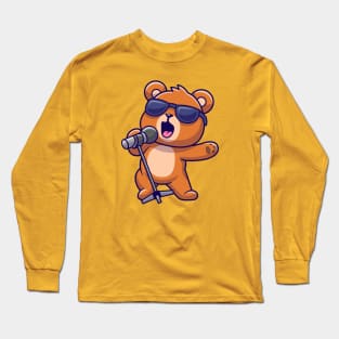 Cute Bear Singing Cartoon Long Sleeve T-Shirt